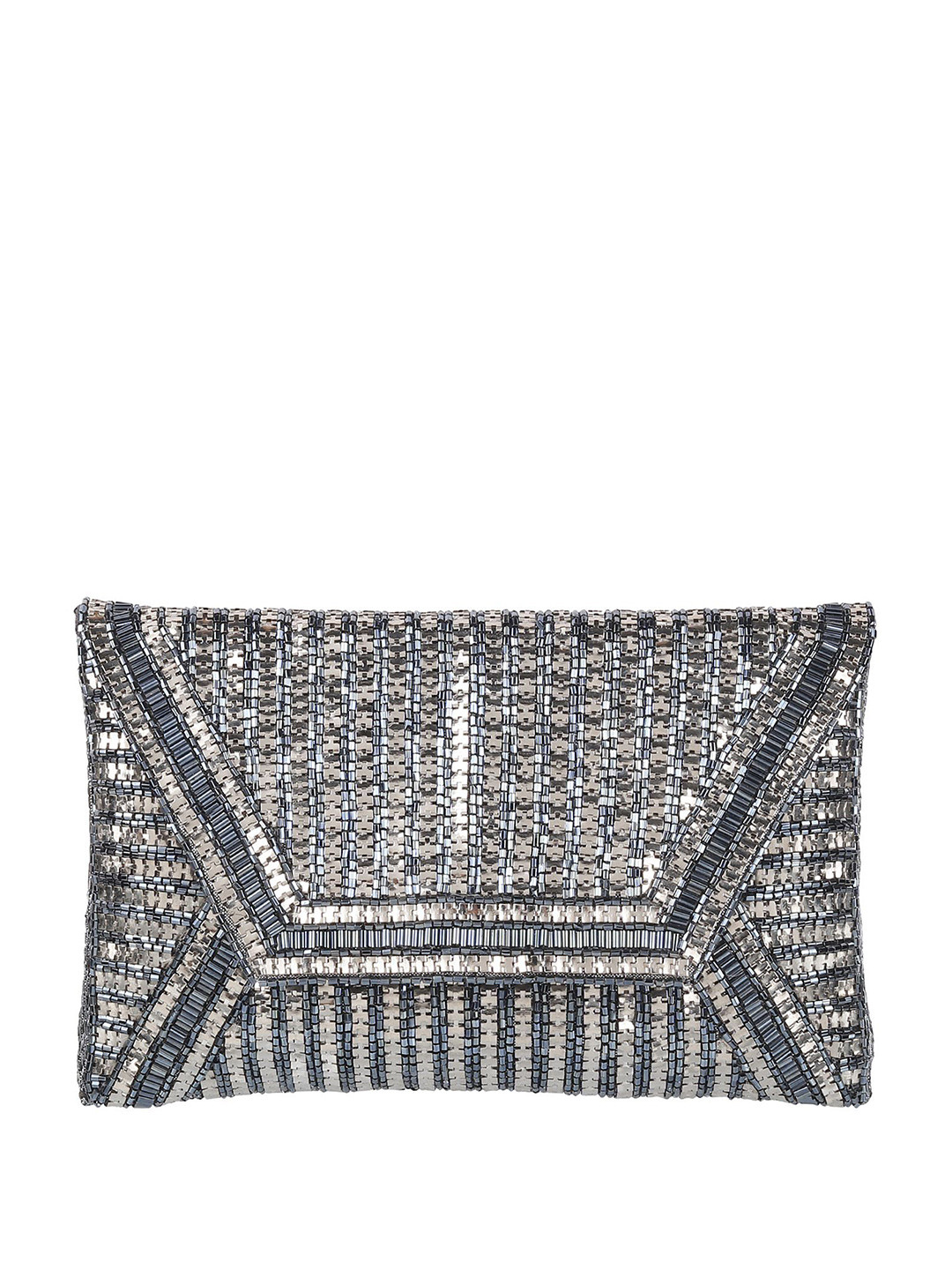 

Cheemo Embellished Envelope Clutch, Grey