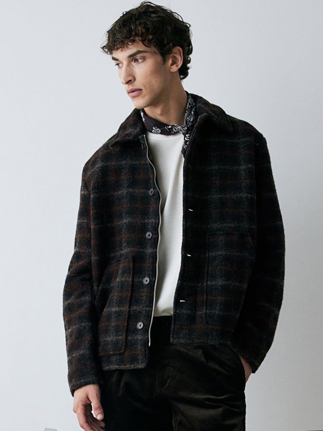 

H&M Checked Jacket, Brown