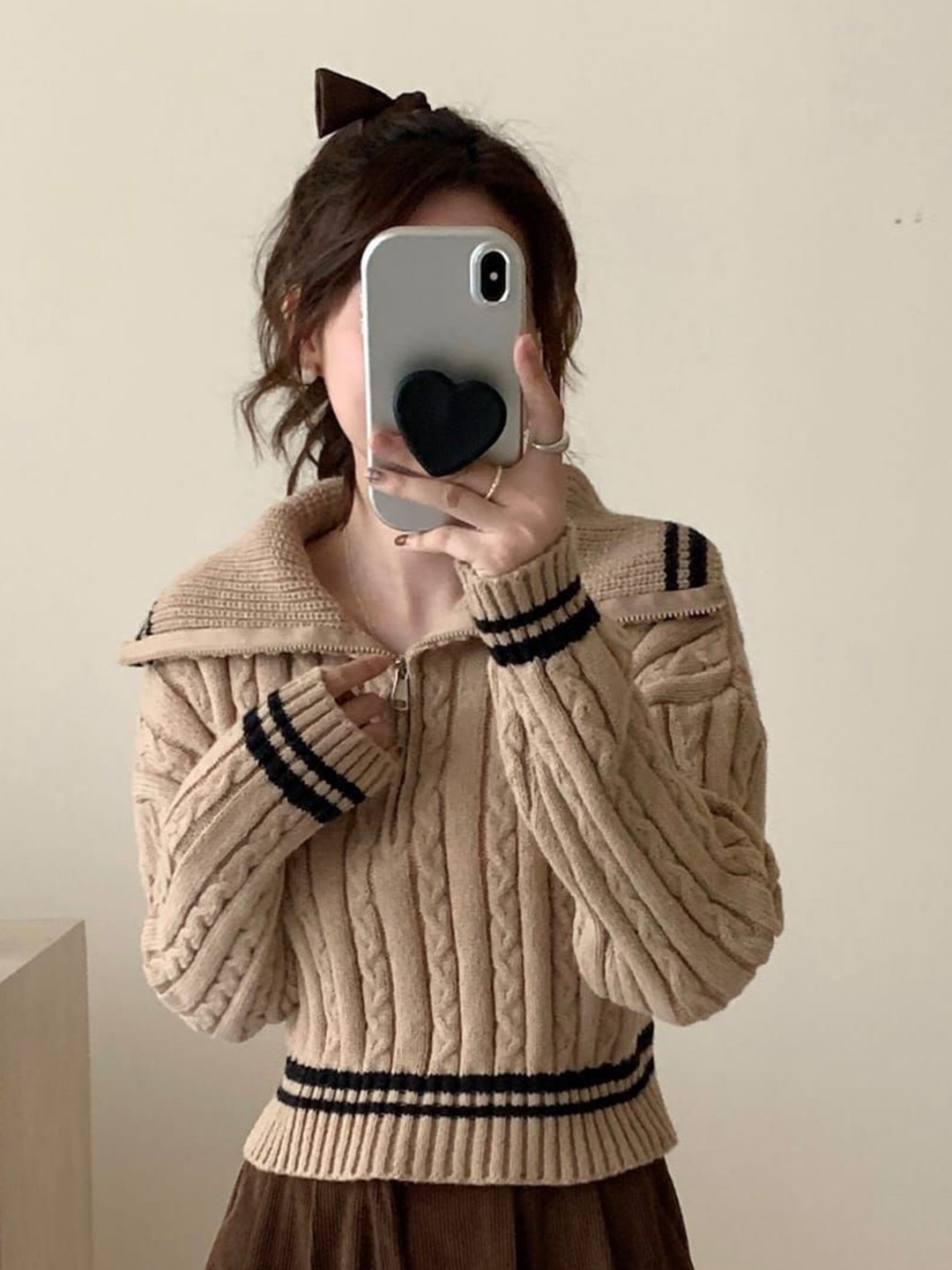 

StyleCast Women Cable Knit Long Sleeves Woollen Pullover, Beige