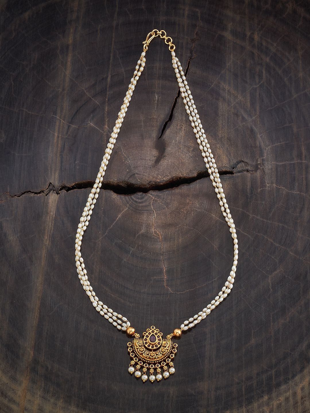 

Kushal's Fashion Jewellery Gold-Plated Stone Studded & Beaded Antique Necklace