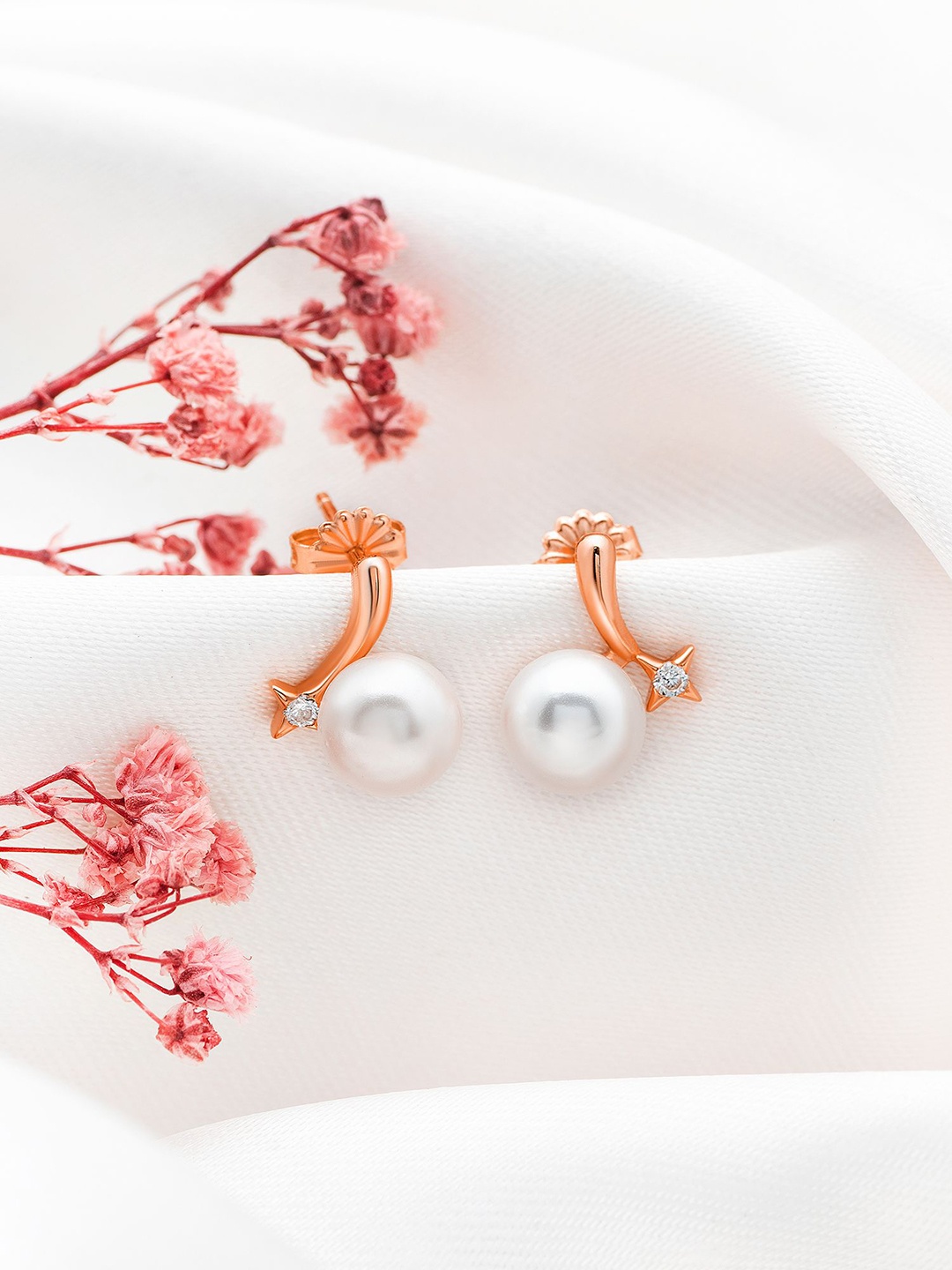 

SILBERRY Contemporary Studs Earrings, Rose gold