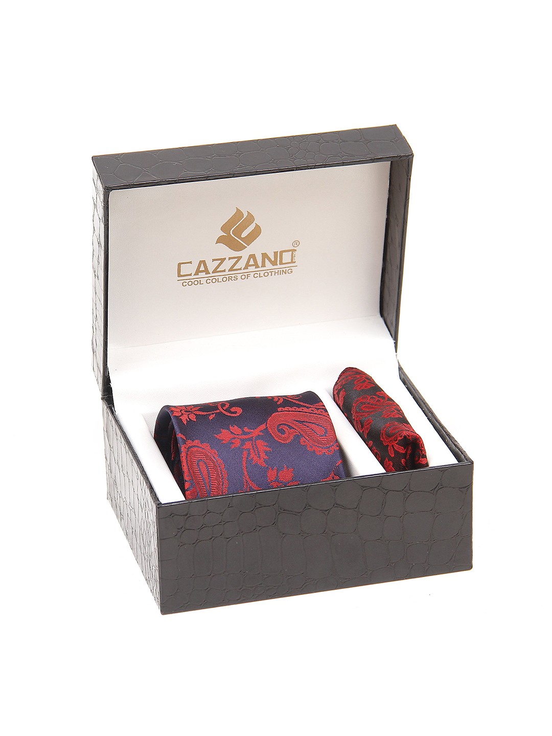 

Cazzano Men Tie and Pocket Square Accessory Gift, Blue