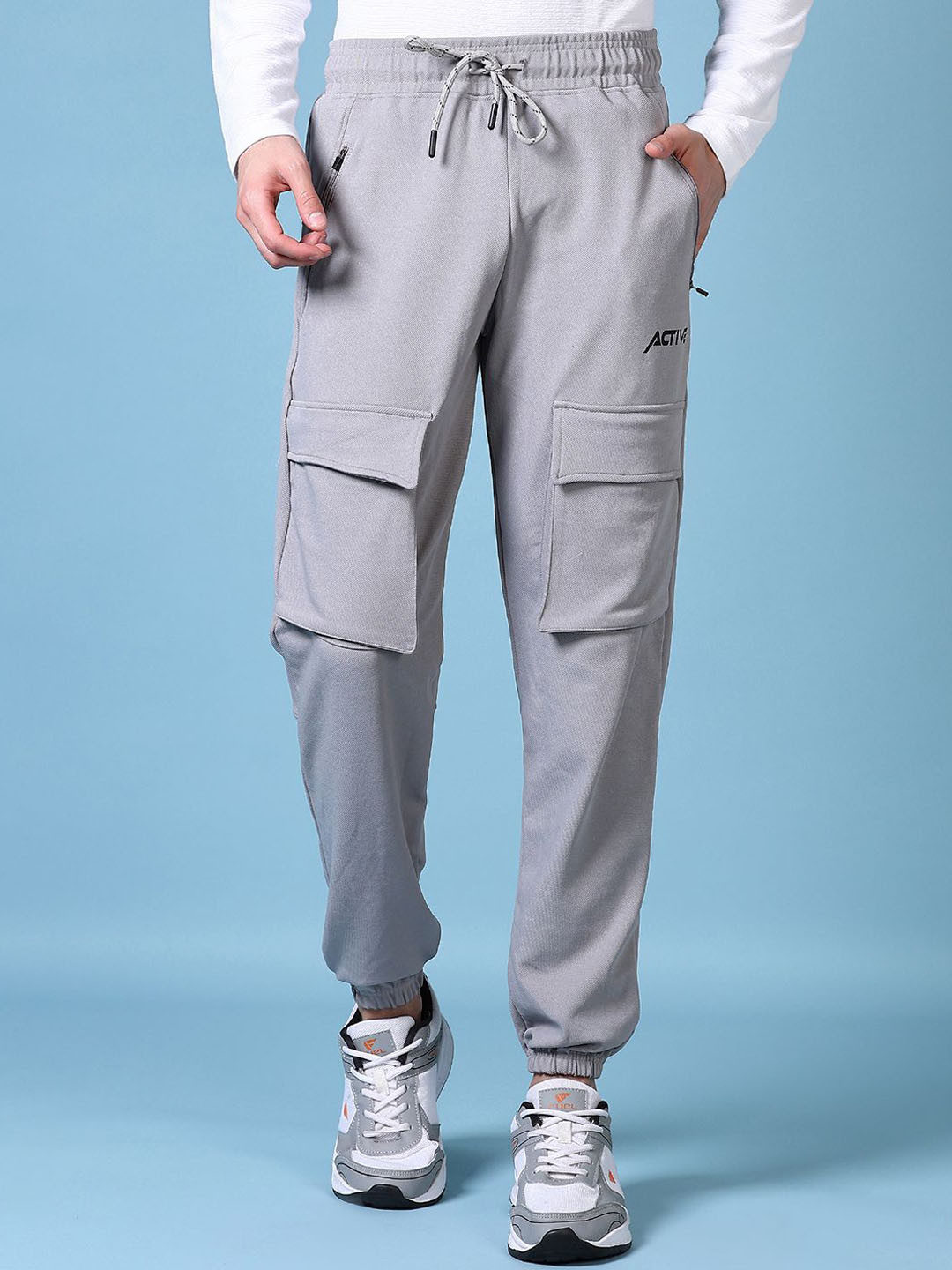 

V-Mart Men Regular Fit Cotton Joggers, Grey