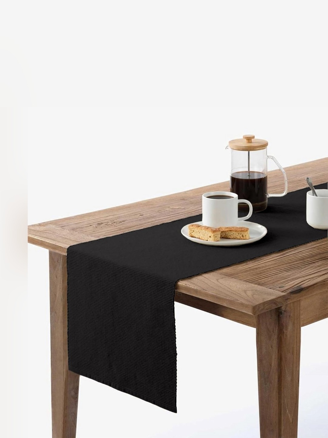 

Lushomes Black Ribbed Table Runner