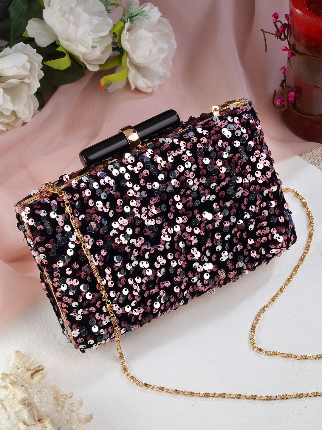 

Bohey by KARATCART Embellished Box Clutch, Black