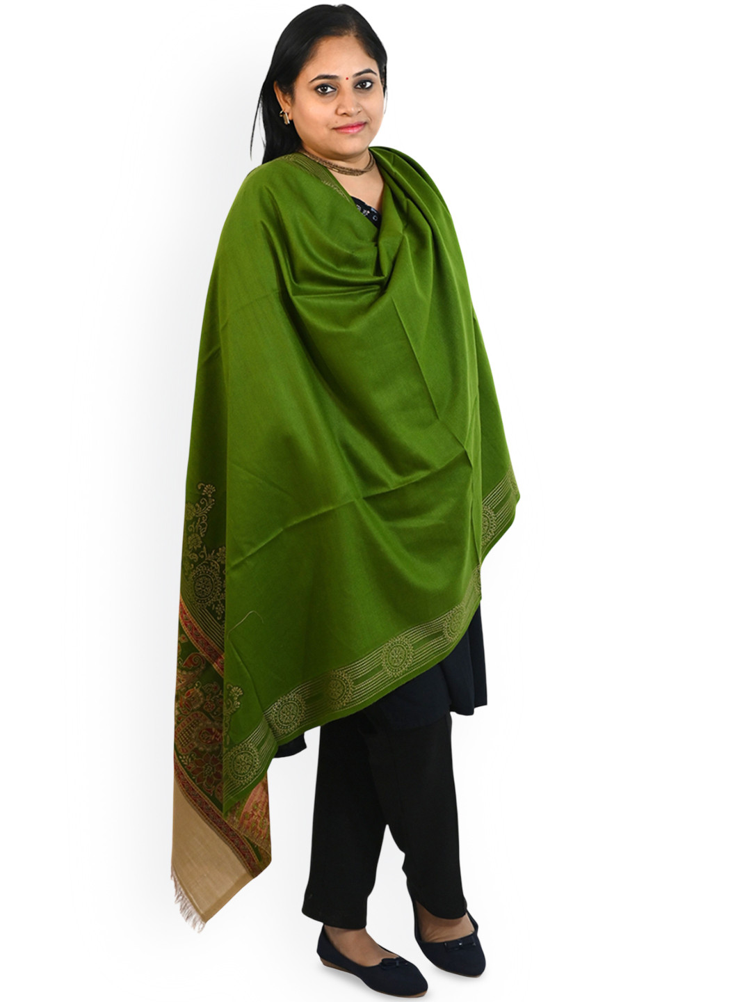 

Vrinde Women Floral Printed Shawl, Green
