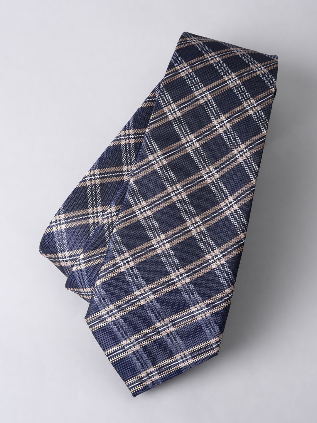 

Van Heusen Men Checked Formal Broad Tie, Navy blue