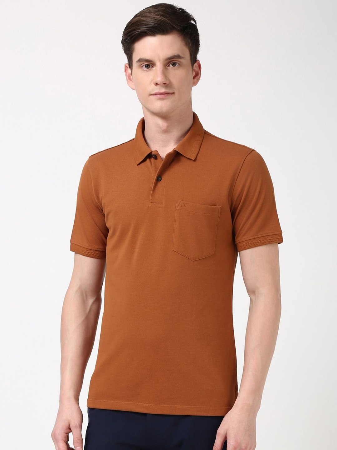 

Peter England Men Polo Collar Pockets T-shirt, Brown