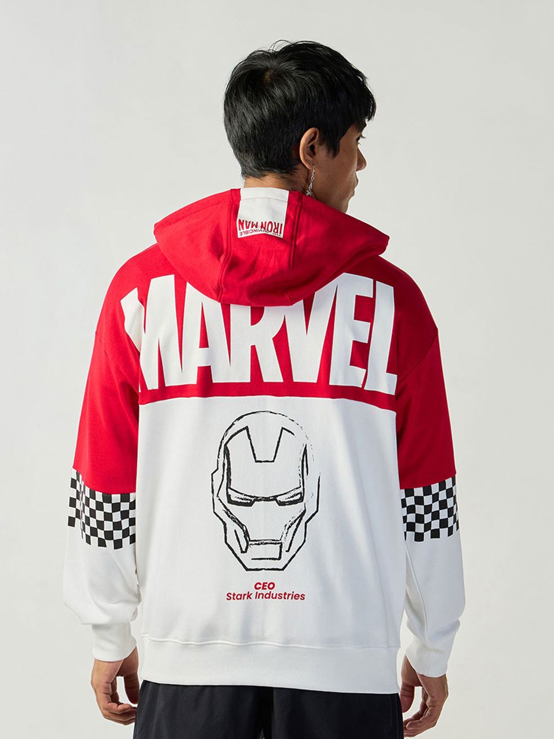 

Bewakoof Heavy Duty Men Printed Hooded Cotton Pullover Sweatshirt, Red