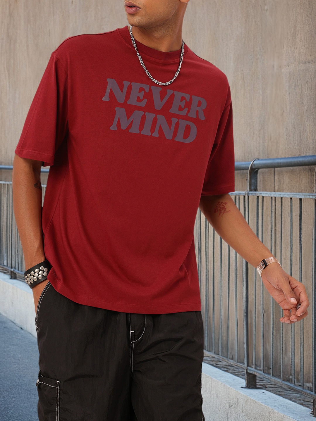

Kook N Keech City No Hassle Printed Relaxed Fit T-shirt, Maroon