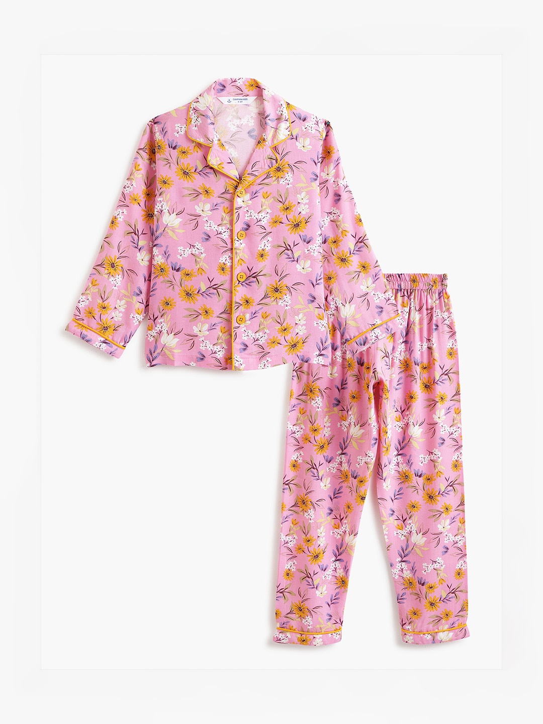 

Campana Girls Floral Printed Night suit, Pink