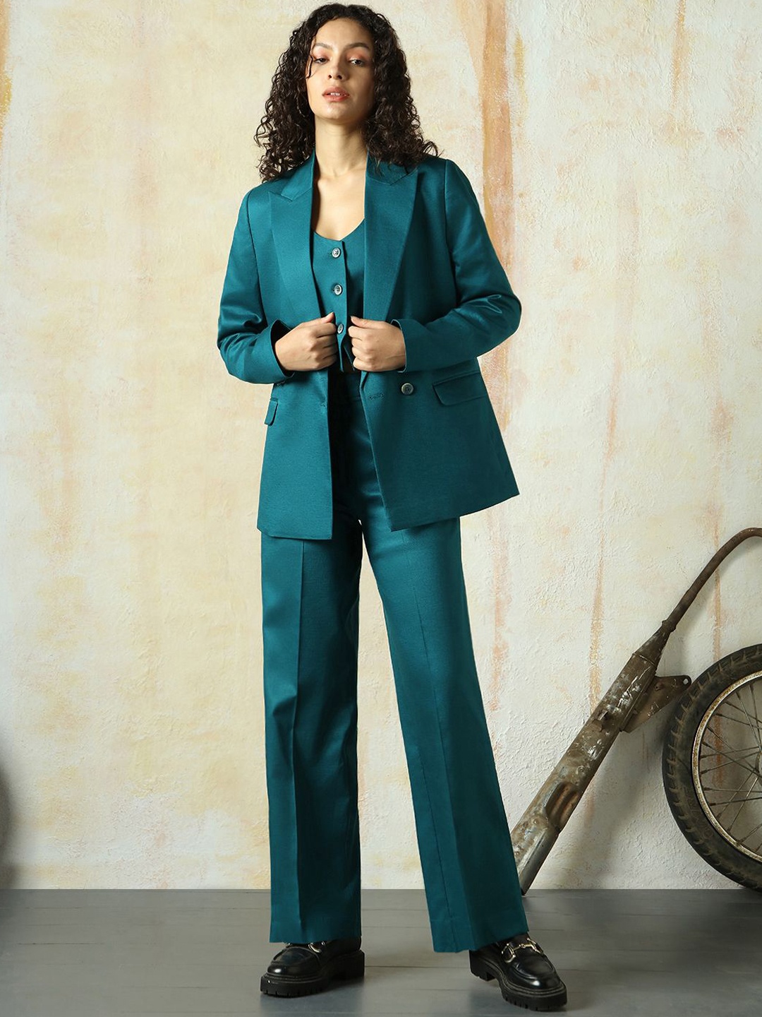 

High Star Double-Breasted Two-Piece Formal Suit Co-ords set, Teal