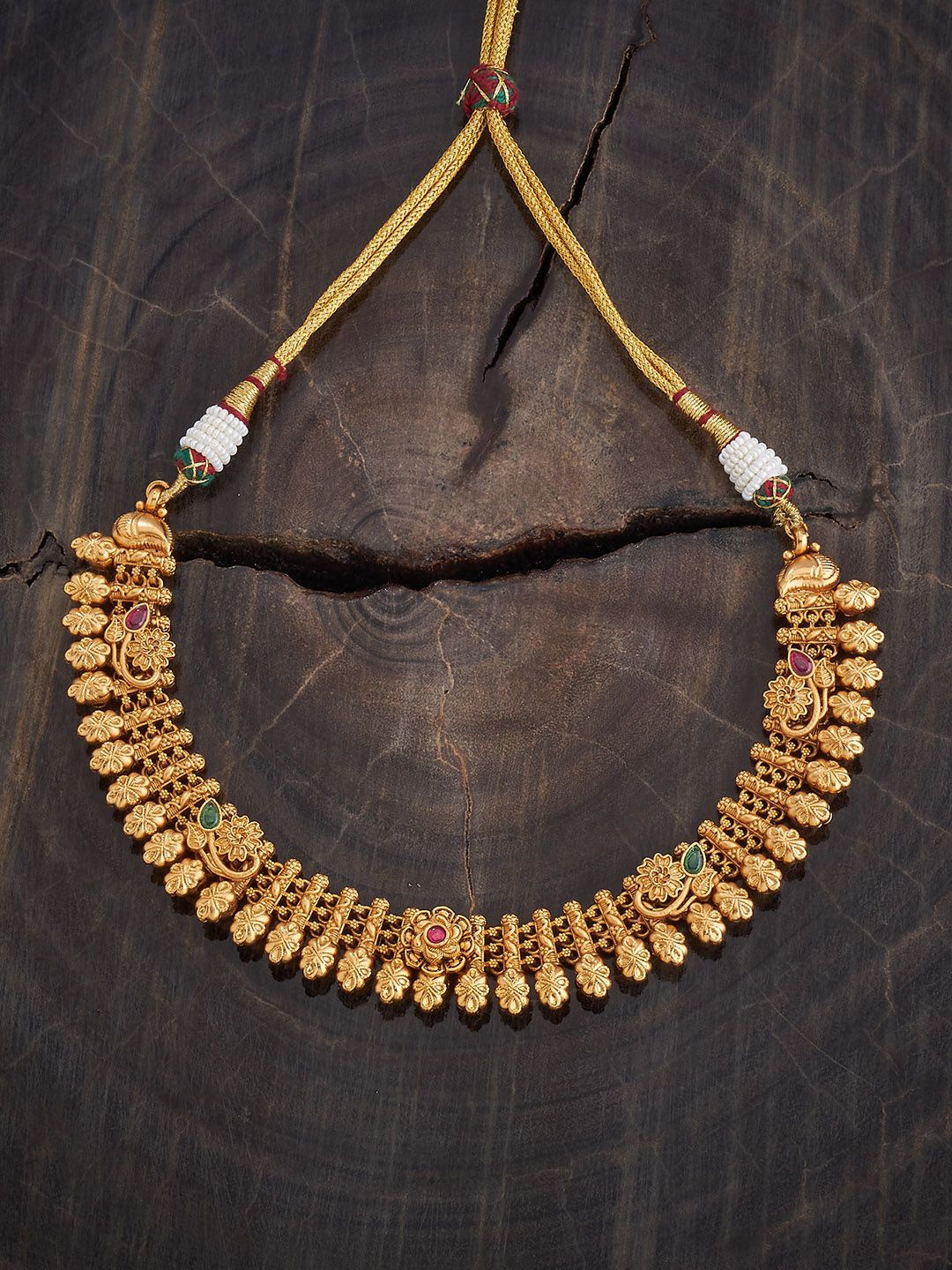 

Kushal's Fashion Jewellery Gold-Plated Stone Studded Antique Necklace