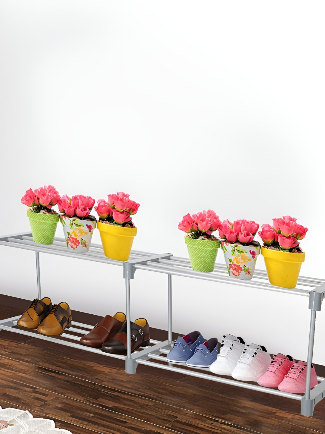 

Decent Hut Grey Metal Portable 4 Shelves Shoe Rack