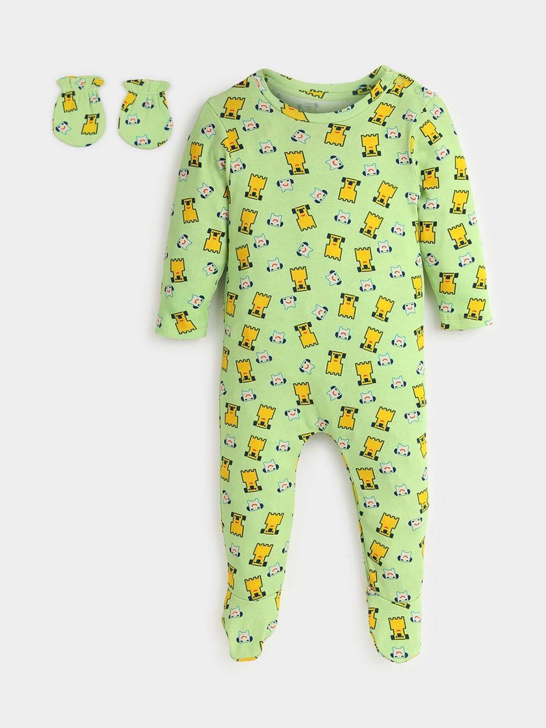 

Somersault Kids Cotton Printed Sleepsuit, Green