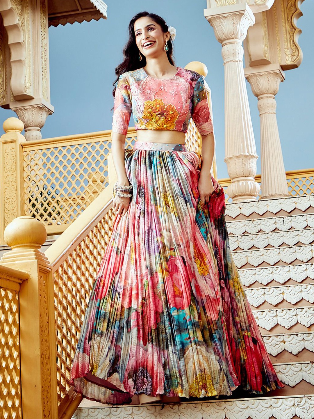 

Alaya Advani Printed Ready to Wear Lehenga &, Pink