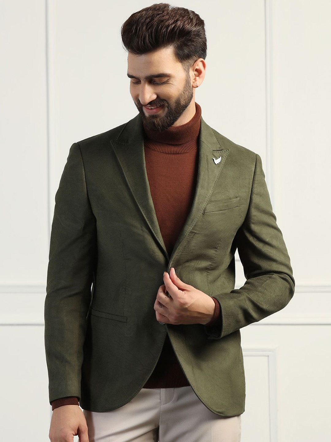 

Blackberrys Single-Breasted Formal Blazer, Olive