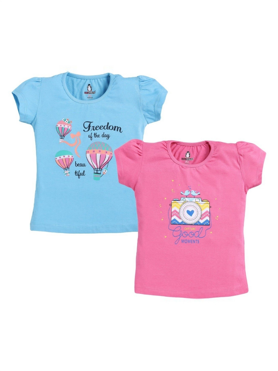 

CRAZYPENGUIN ELITE Girls 2 Printed Applique T-shirt, Multi
