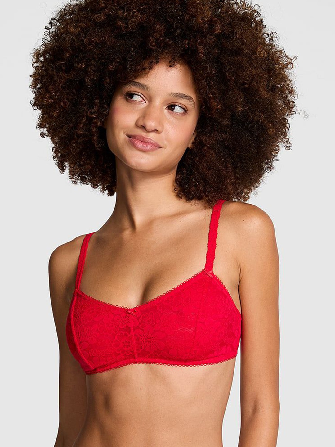 

Victoria's Secret Women Self Design Medium Coverage Non Padded Bralette Bra, Red