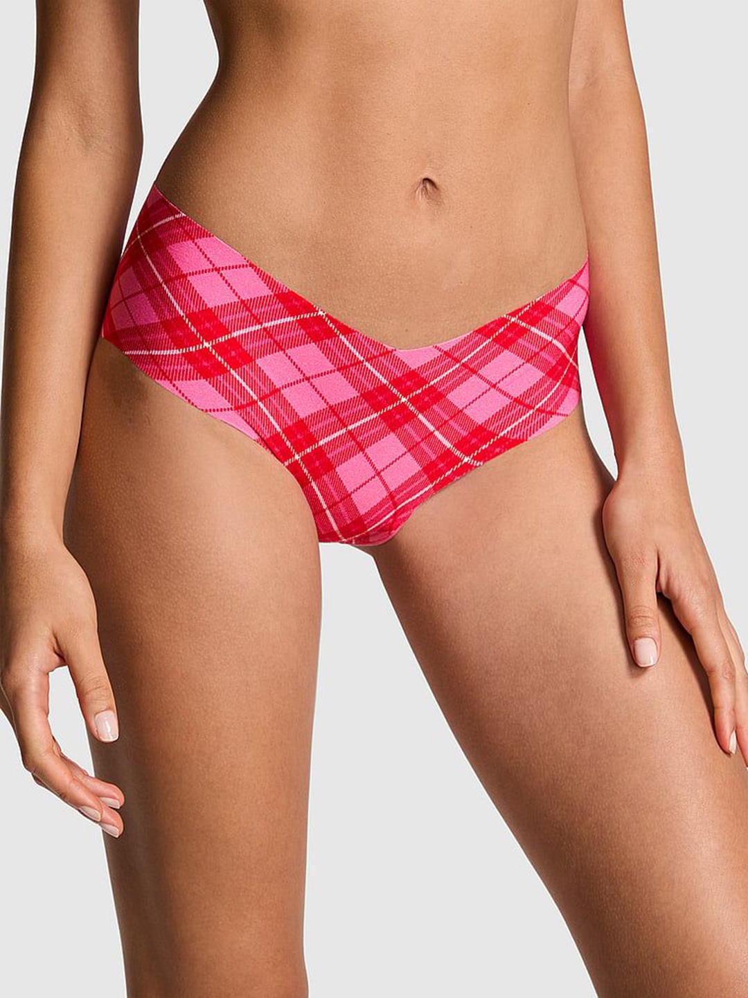 

Victoria's Secret Women Checked Low-Rise Seamless Inner Elastic Hipster Brief, Pink