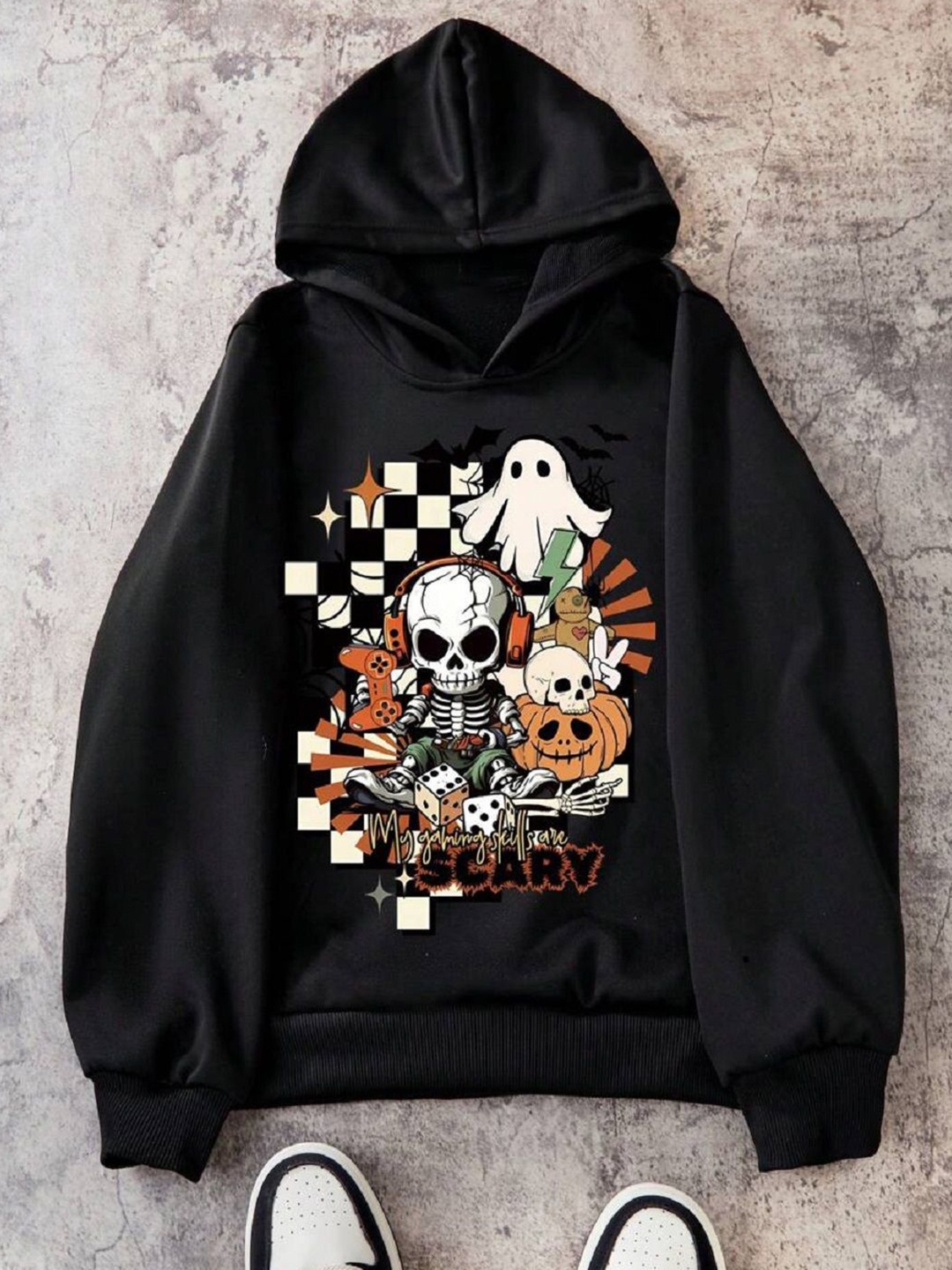 

BAESD Girls Printed Long Sleeves Hooded Sweatshirt, Black
