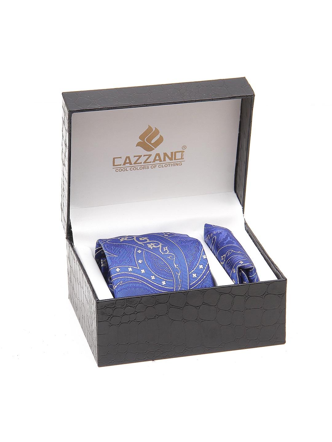 

Cazzano Men Accessory Gift Set Tie and Pocket Square Comes with a box, Blue