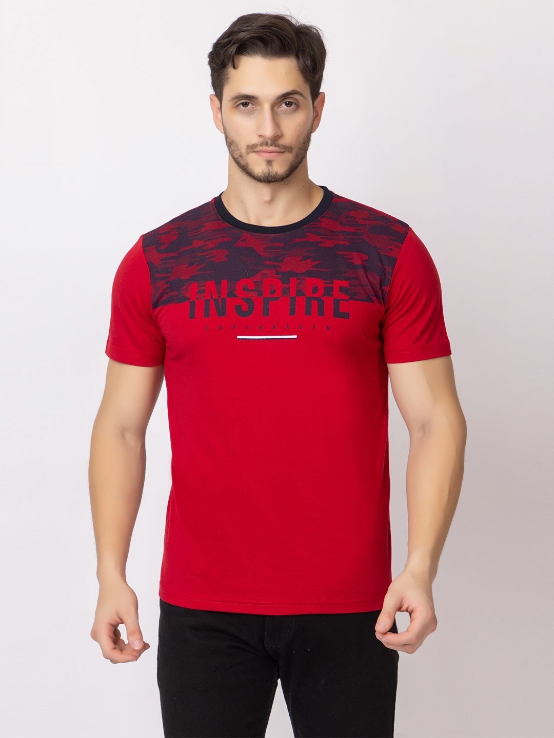 

ARIIX Men Graphic Printed Round Neck Cotton T-shirt, Red