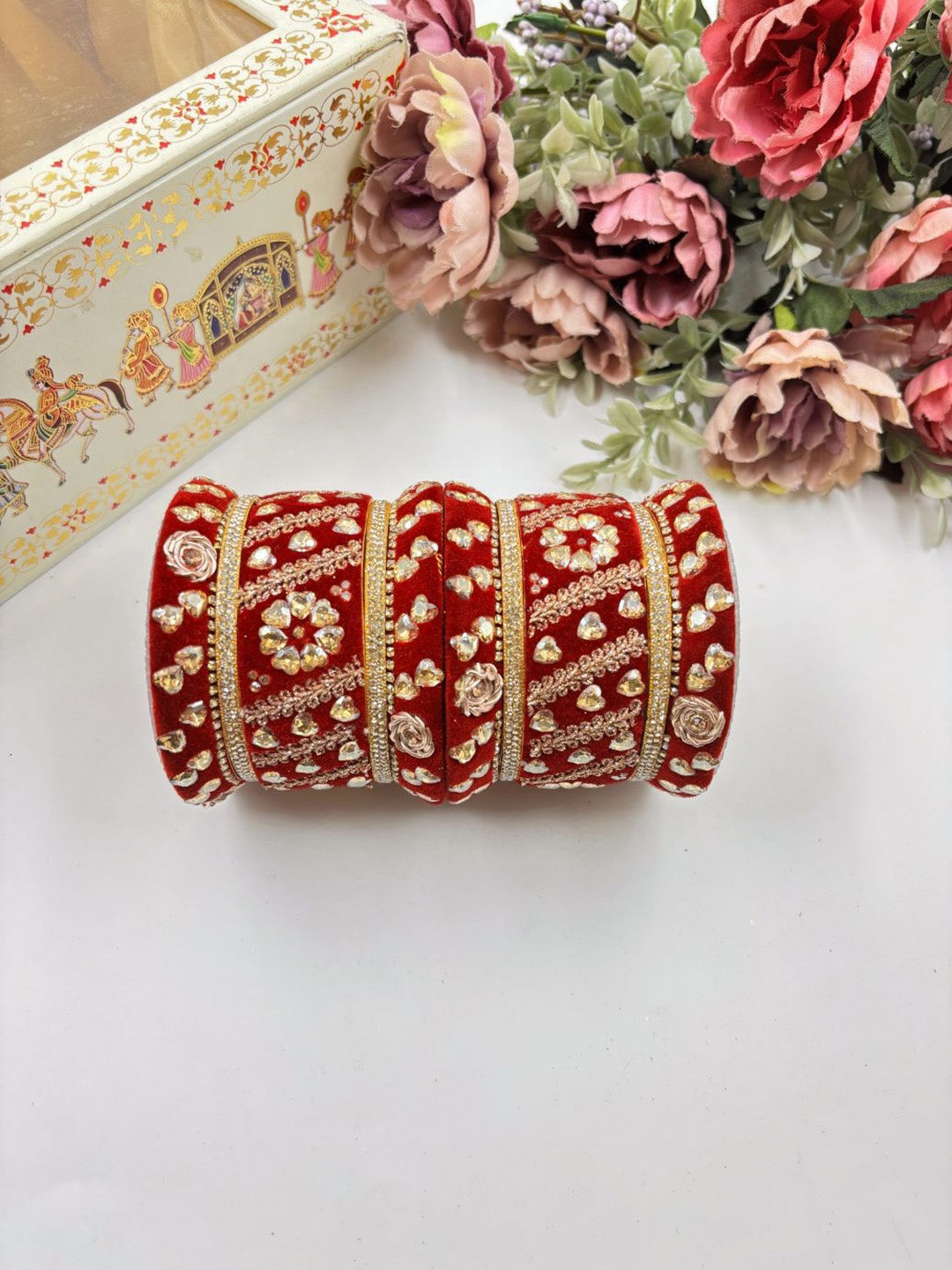 

BeautifulStarr Set Of 2 Stone Studded Bangles, Gold