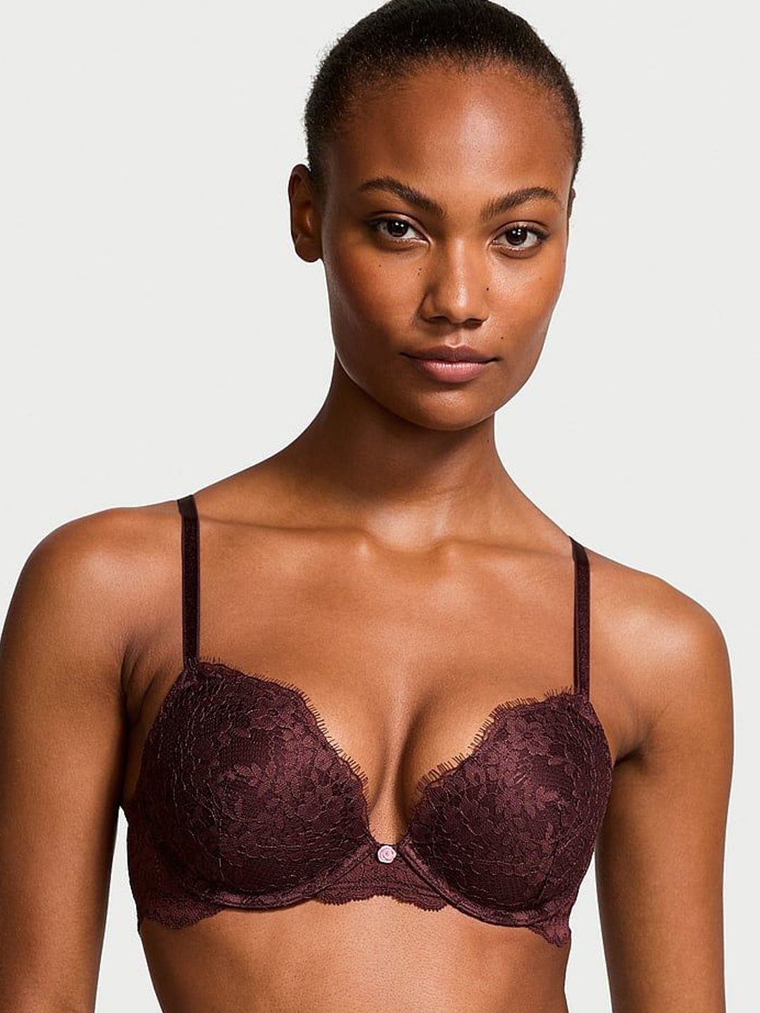 

Victoria's Secret Women Medium Coverage Underwired Heavily Padded Push-Up Bra, Burgundy