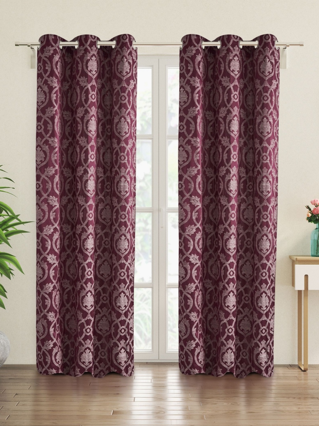 

Home Centre Purple & Grey Set of 2 Floral Door Curtain