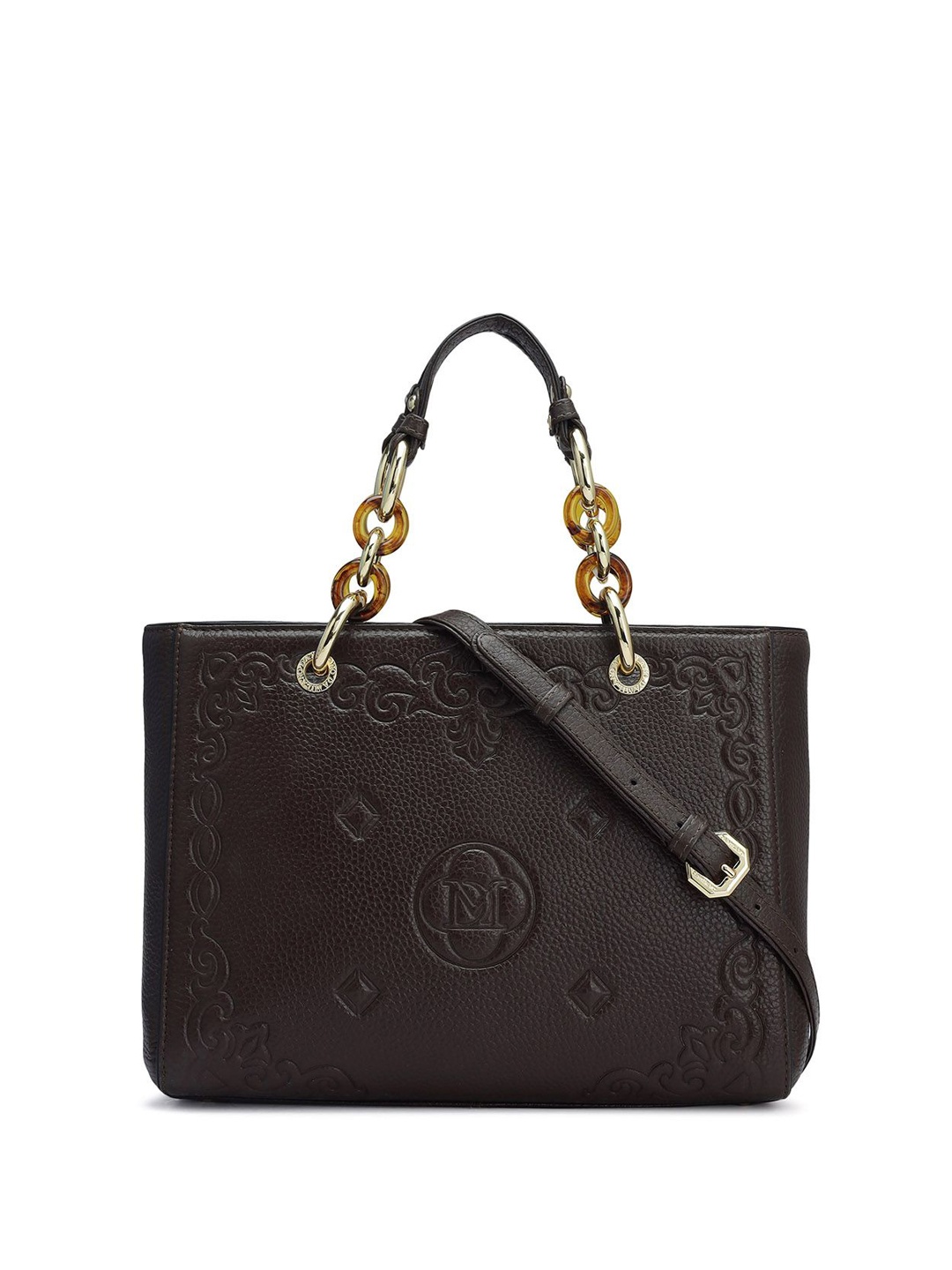 

Da Milano Leather Structured Handheld Bag, Brown