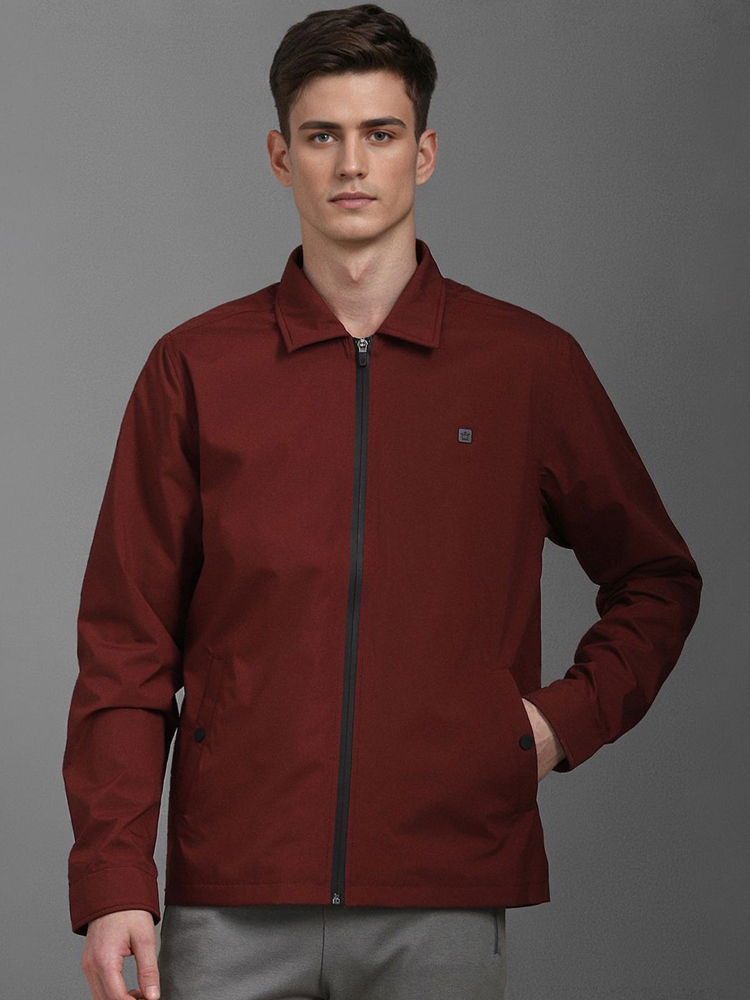 

Louis Philippe Men Open Front Jacket, Maroon