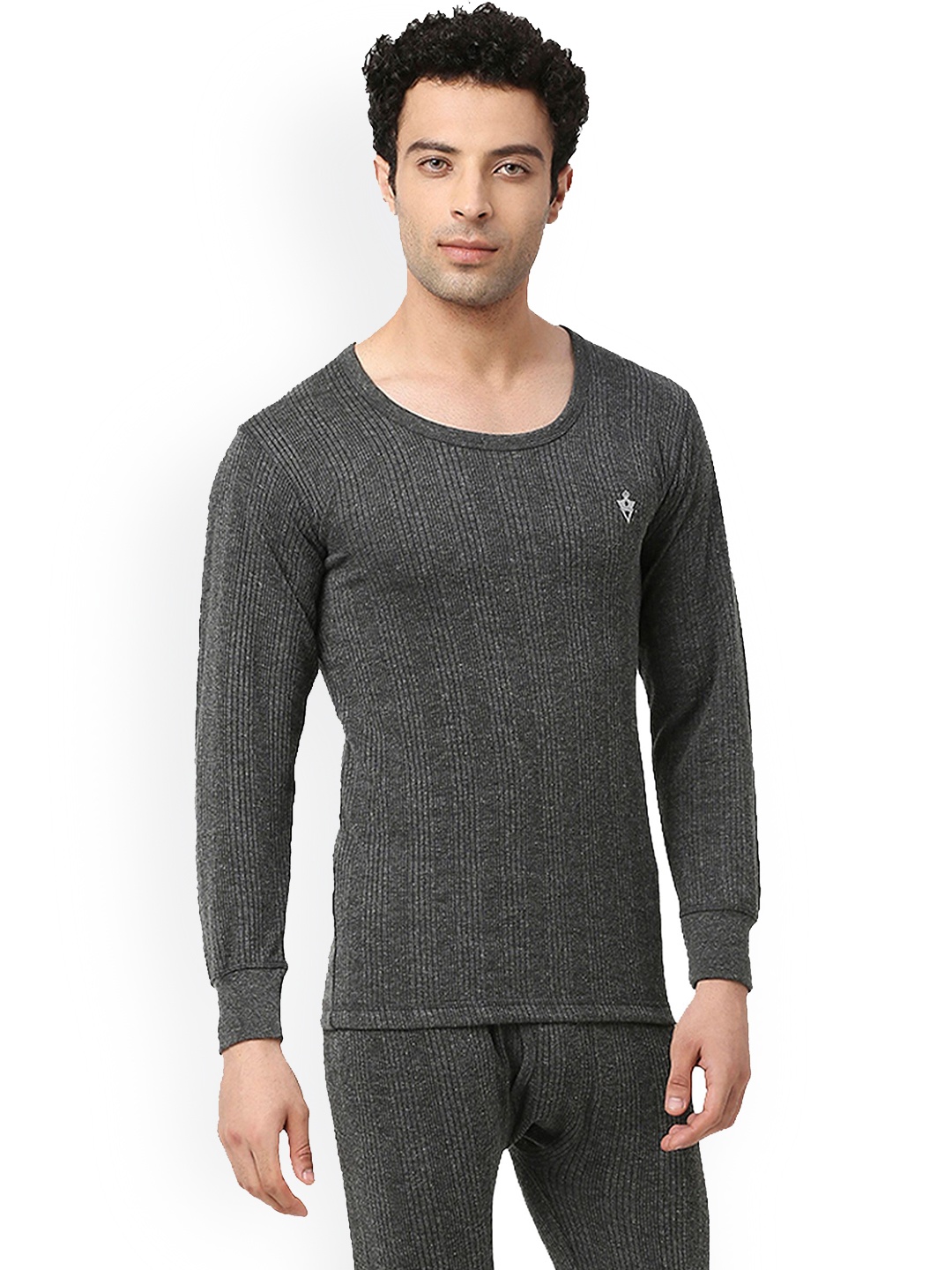 

VIP Men Round Neck Thermal Top, Grey