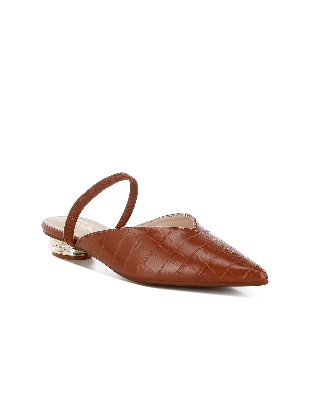 

London Rag Women Leather Block Heels Mules, Tan