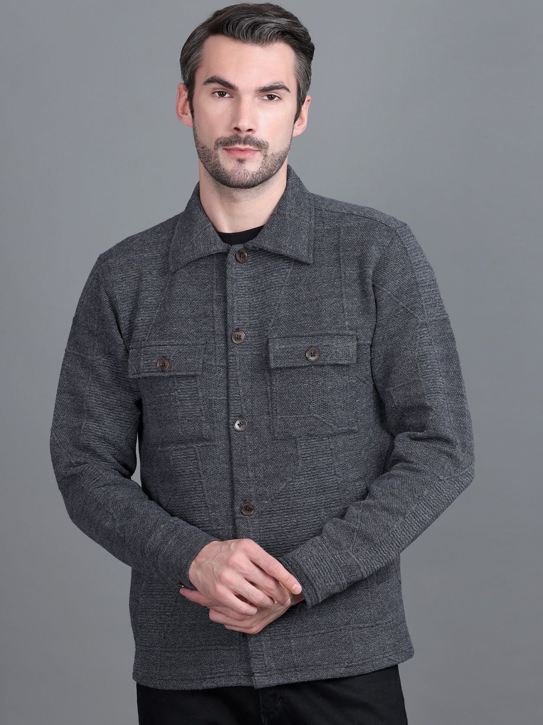 

Antiloop Men Open Front Jacket, Grey