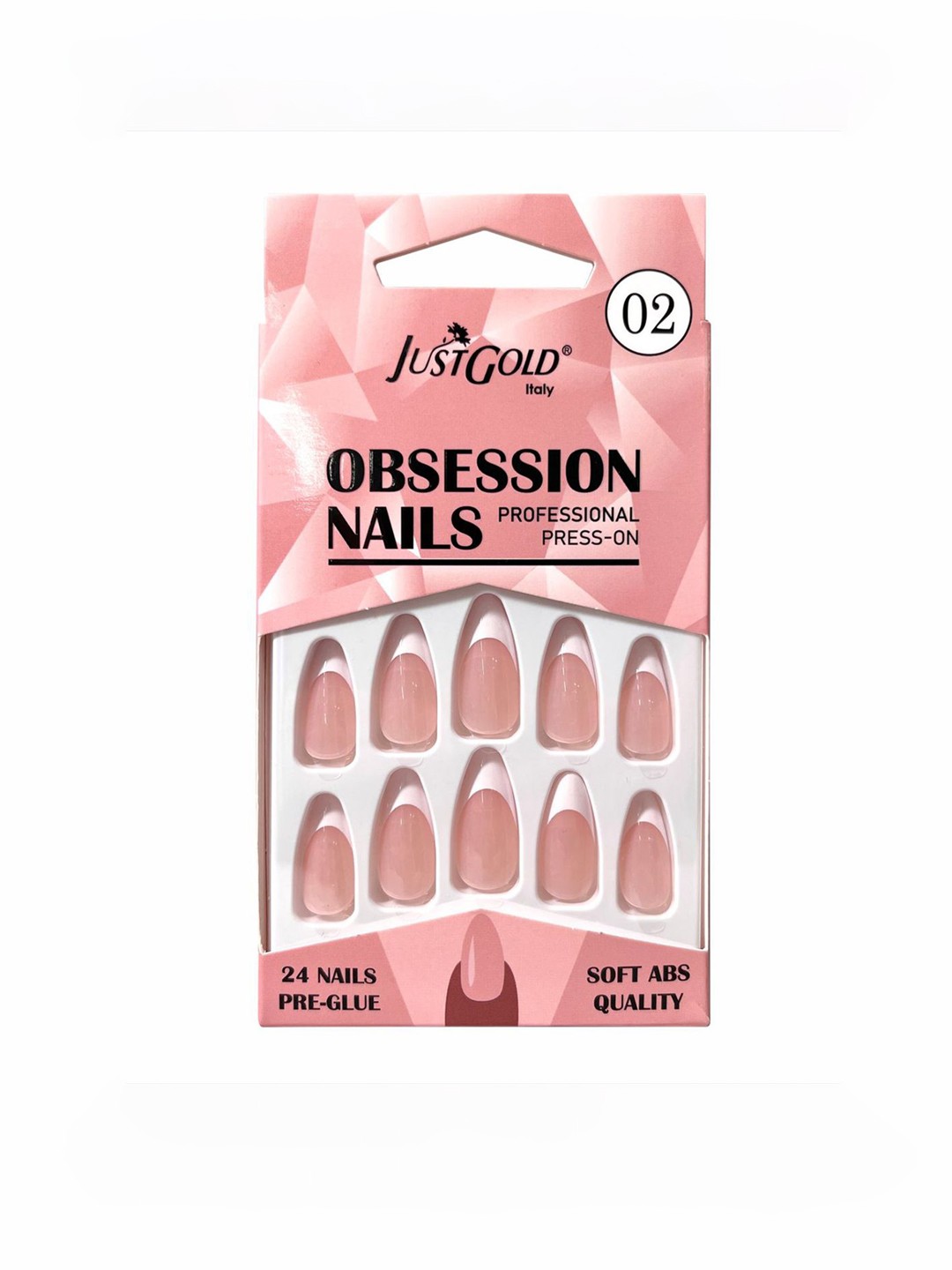 

JUSTGOLD Professional Obsession Set Of 24 Press On Pre Glued Waterproof Nails - Shade 02, Nude