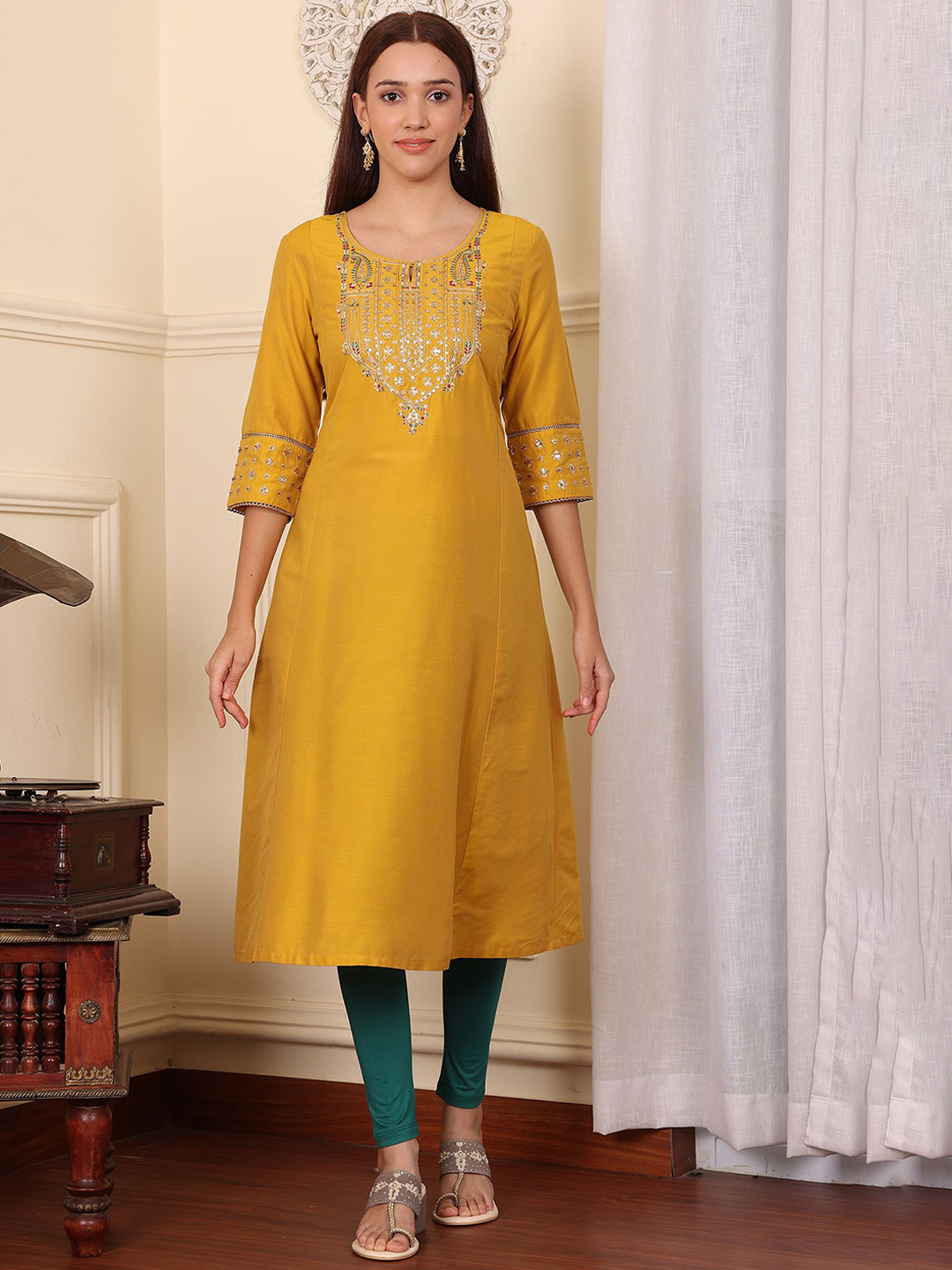 

W Women Kurta, Mustard