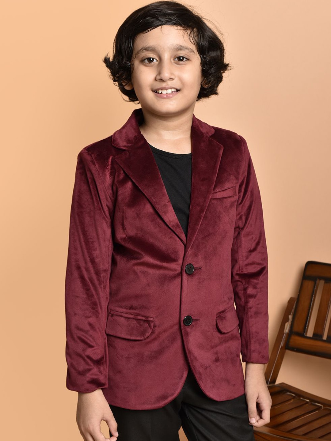 

PRINTCULTR Boys Slim-Fit Single-Breasted Party Blazer, Maroon
