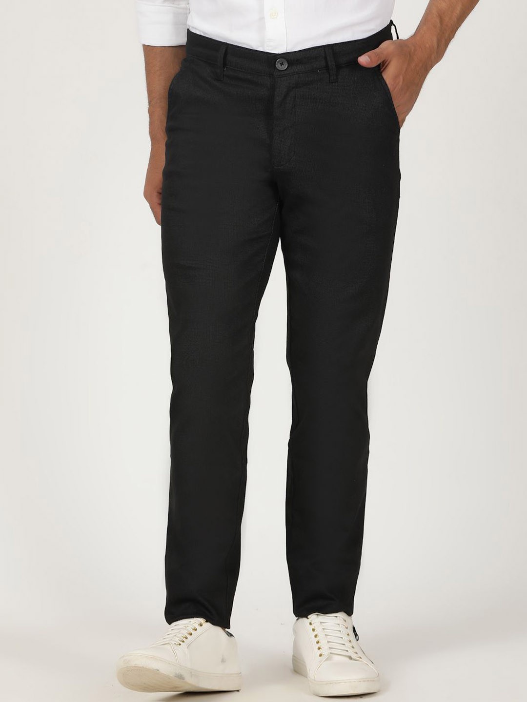 

Greenfibre Men Cotton Mid-Rise Slim Fit Trousers, Black