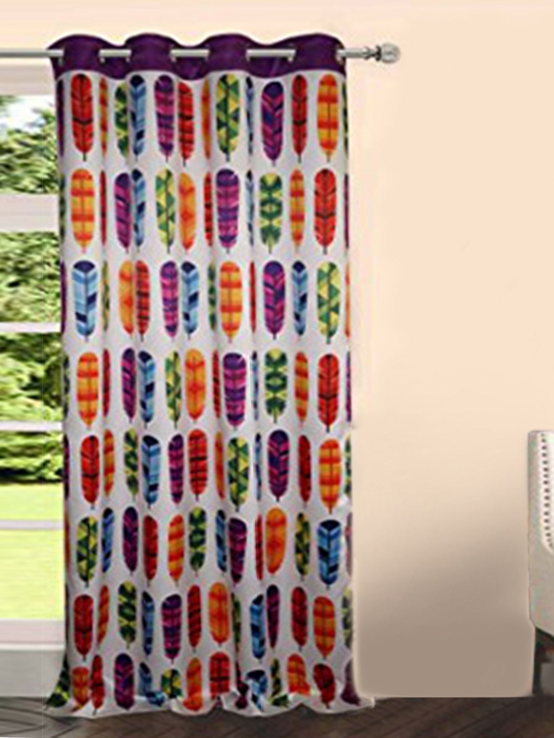 

Lushomes White & Blue Quirky Window Curtain