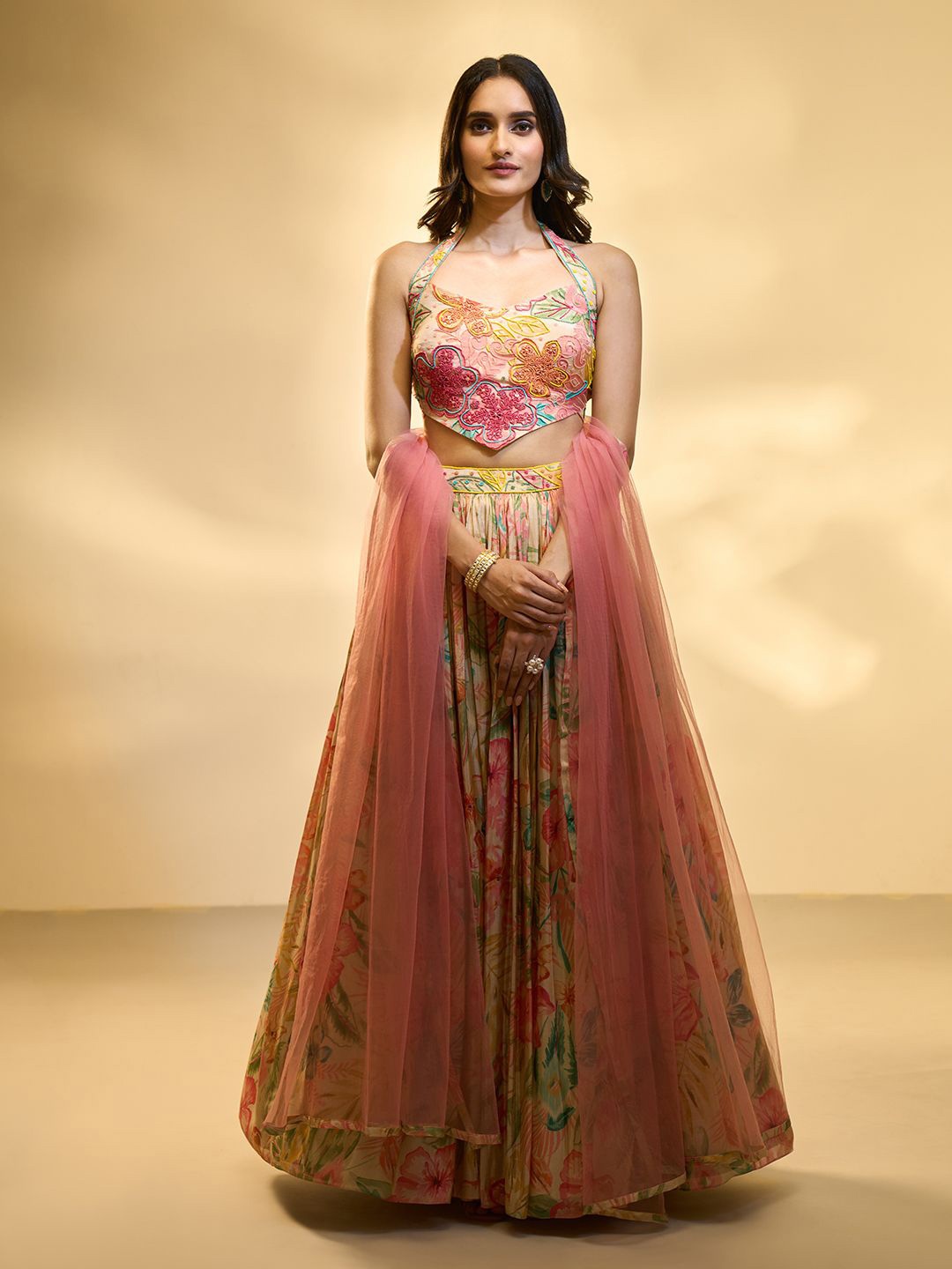 

Alaya Advani Embroidered Ready to Wear Lehenga & Blouse With Dupatta, Beige