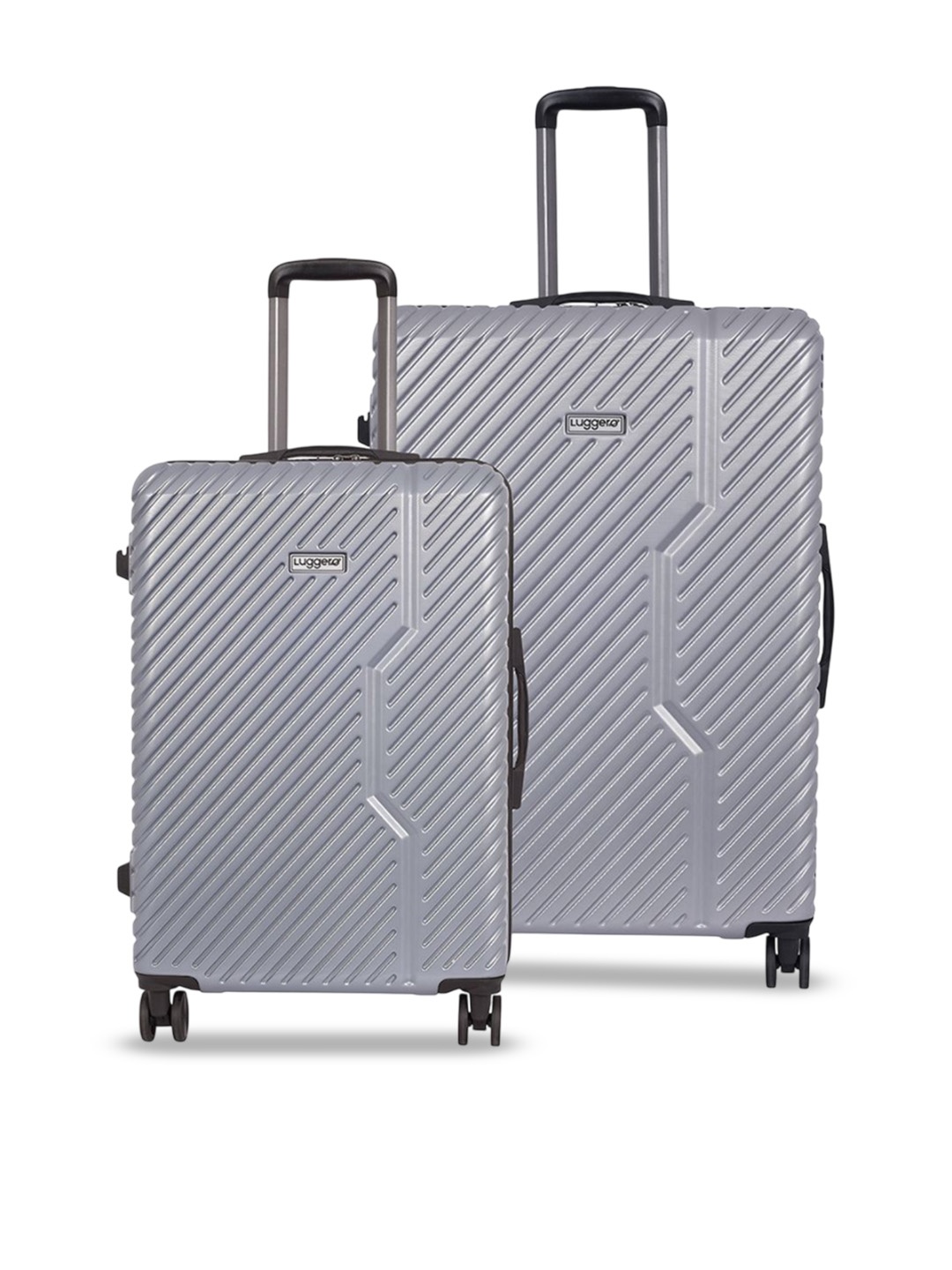 

Luggero Set Of 2 360-Degree Rotation Textured Hard-Sided Medium & Large Trolley Bag, Silver