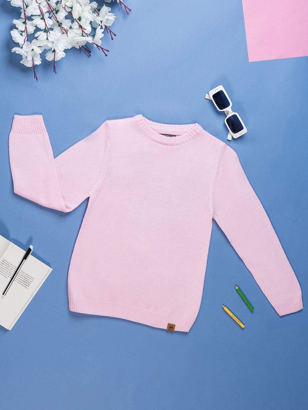 

Purple United Kids Cotton Round Neck Long Sleeves Pullover, Pink