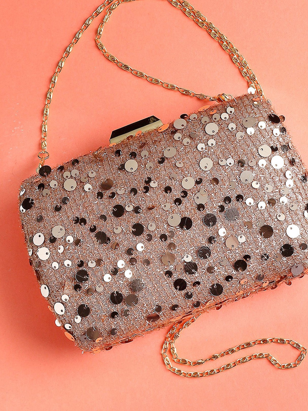 

Bohey by KARATCART Embroidered Box Clutch, Beige