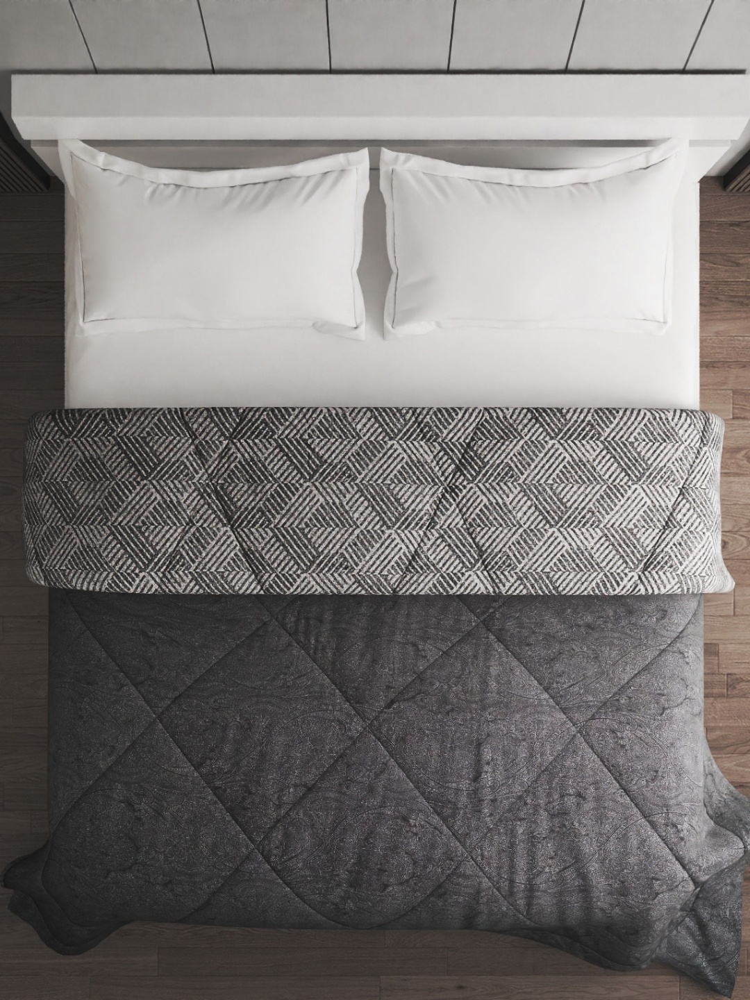 

Home Centre Black & White Geometric 150 GSM Double Bed Comforter