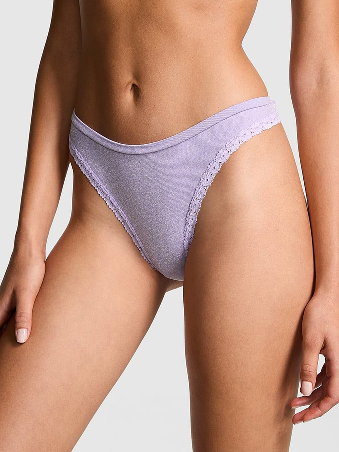 

Victoria's Secret PINK Seamless High-Leg Thong Brief, Purple