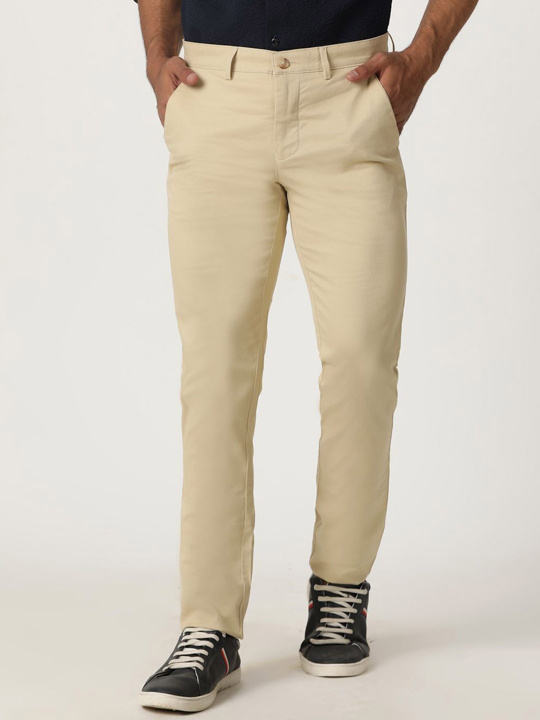 

Greenfibre Men Slim Fit Cotton Trousers, Beige