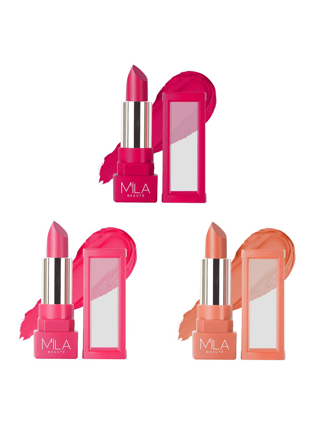 

MILA BEAUTE Set Of 3 Matte Lipstick- 4.2 g Each - 507 - 511 - 518, Red