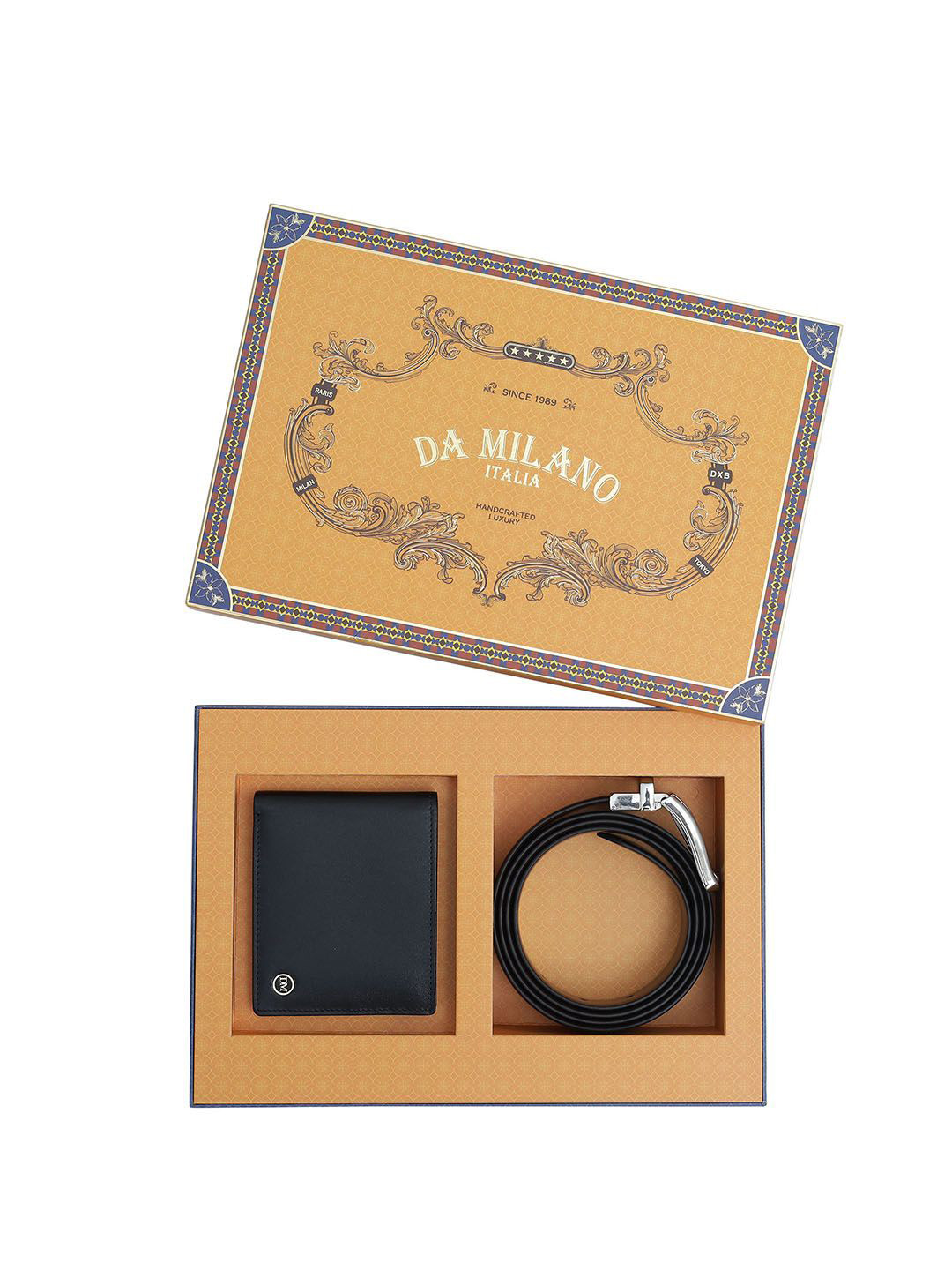 

Da Milano Men Accessory Gift Set Of Wallet & Belt, Black