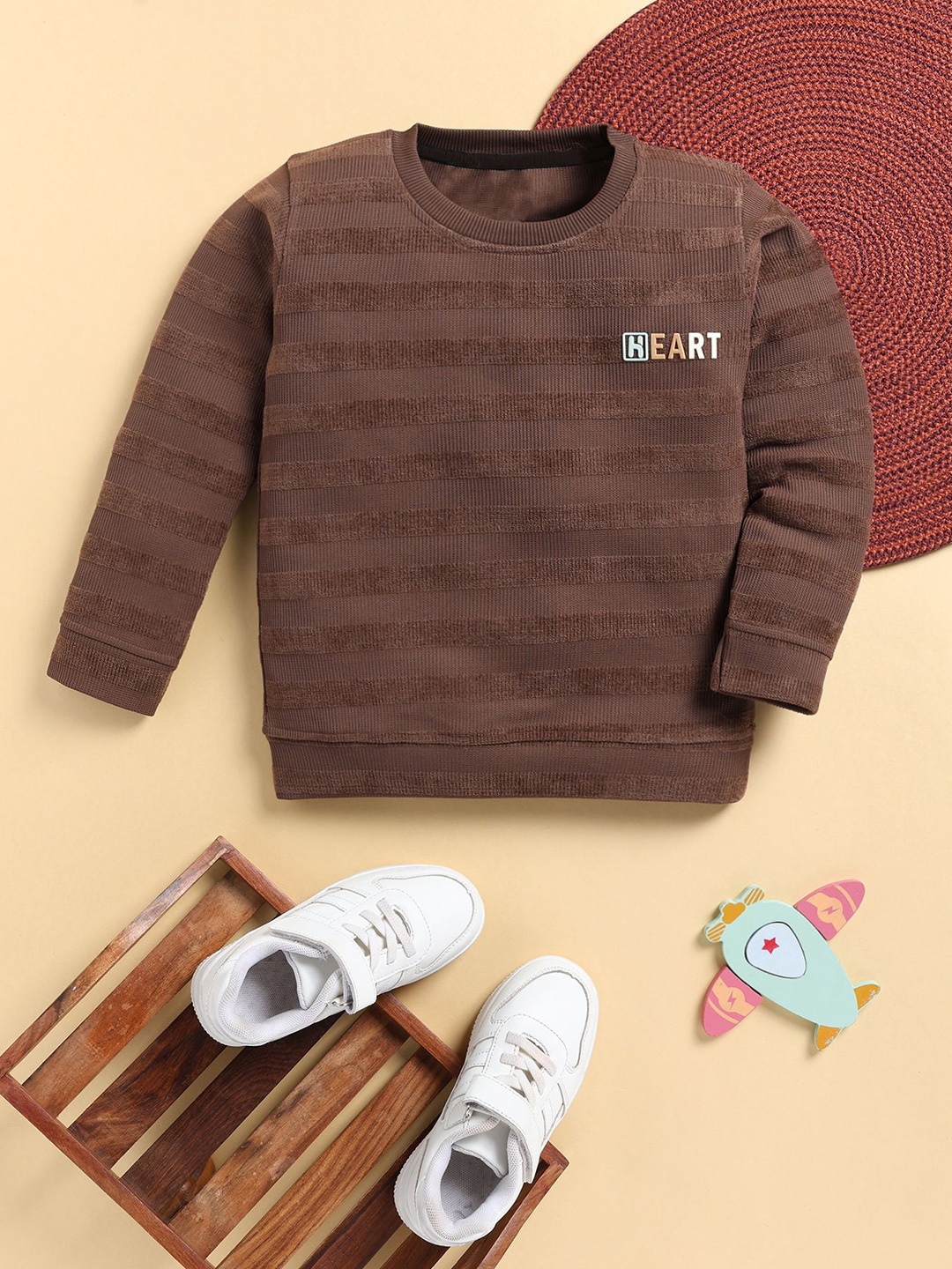 

Toonyport Boys Striped Round Neck Pullover Sweatshirt, Brown